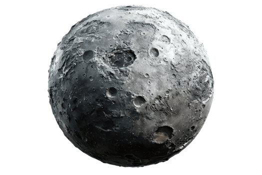 A detailed depiction of a lunar surface showcasing craters and texture, resembling the Moon. png