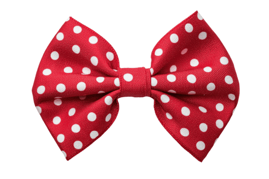 A vibrant red bow with white polka dots, showcasing a classic and playful design. png