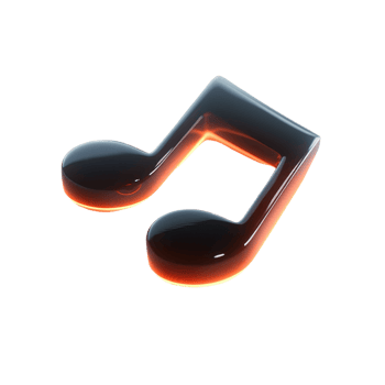 A glossy musical note symbol with a modern design, featuring fluid curves and a glossy finish. png
