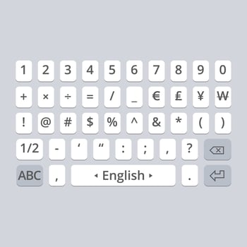 Virtual numeric and symbol keyboard layout on mobile interface vector