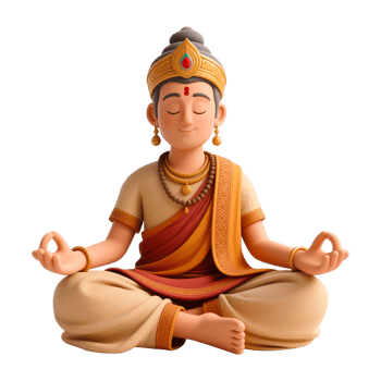 3D Cartoon Buddha Meditating in Lotus Position. Guru Purnima png