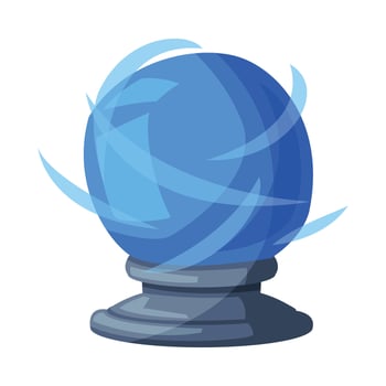 Blue Fortune Telling Magic Crystal Ball, Witchcraft Attribute, Happy Halloween Object Cartoon Style Illustration on White Background vector