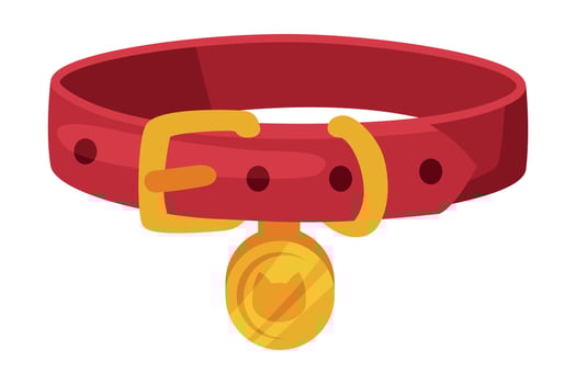 Cat Collar, Pet Animals Necklace Cartoon Style Illustration on White Background vector
