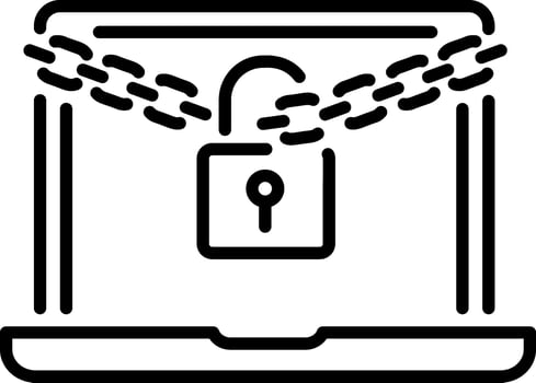 A outline style icon of laptop security vector
