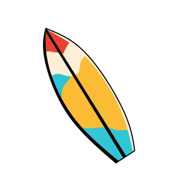 illustration of a surfboard in flat style. Ideal for surfing, summer, tropical vacations, or beach lifestyle themes vector