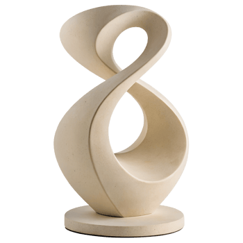 Abstract stone sculpture in beige, elegant 3d form isolated on transparent background, minimalist modern art, neutral textured monolith png