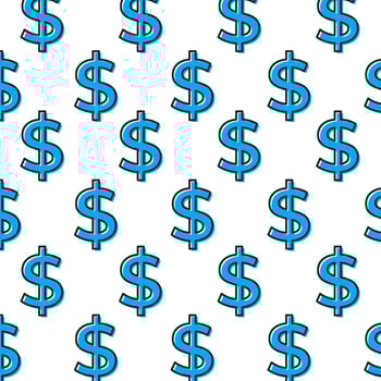 Blue dollar symbol repeat. vector
