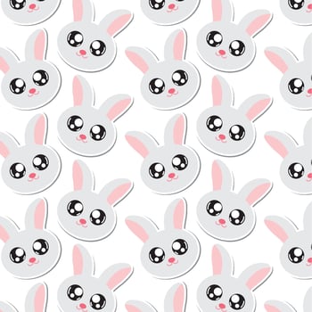 Cute bunny face pattern. vector