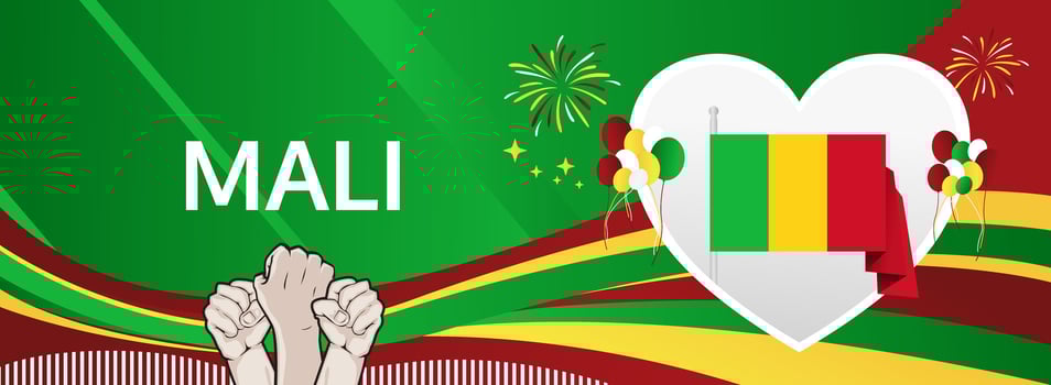 Mali Independence Day 22 September banner. Bright and bold flag colors suitable for cultural events, tourism marketing, and flash sale promotions vector