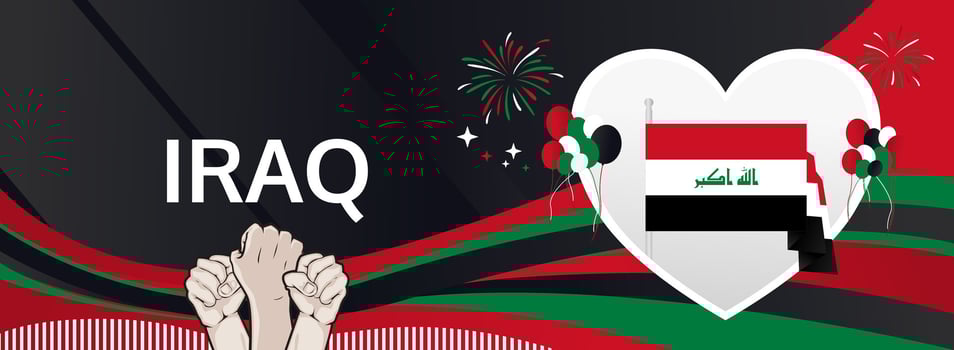 Celebrate Iraq Independence Day with a vibrant 3 October banner. Perfect for travel campaigns, festive retail offers, and public holiday celebrations vector