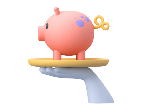 3D rendered hand holding pink piggy bank with yellow coin slots Charming icon symbolizes savings investment finance banking or money management for future png