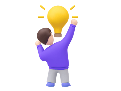 A 3D rendered icon of a figure reaching up to grasp a glowing lightbulb symbolizing the pursuit of new ideas innovation inspiration and a eureka moment png