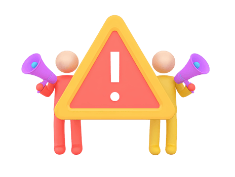 3D person with two megaphones warning sign for critical alert important message public safety announcement emergency communication A loud clear call to action png