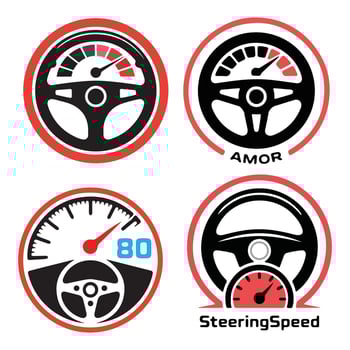 Steering wheel speedometer design automotive gauge graphics vector