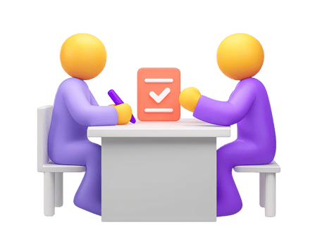 3D two people at desk one passes document for deal signing partnership finalization business transaction A formal visual for legal and official matters png