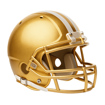 Gold American Football Helmet Sports Equipment Game Day Close up View png