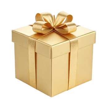 Elegant Gold Gift Box with Shiny Ribbon Bow Luxury Present Packaging png