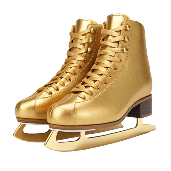 Luxurious Gold Ice Skates Elegant Figure Skating Boots Pair of Golden Skates png