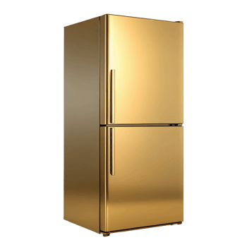 Luxurious Gold Refrigerator Modern Kitchen Appliance Elegant Design Shiny Metallic Finish png