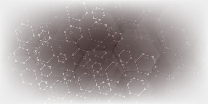 Hexagon cells and dots on abstract gray background. modern design vector