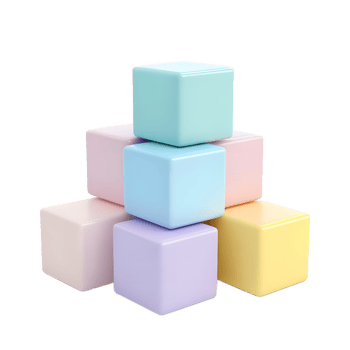 Pastel-Colored Stacked Cubes for Display or Design png