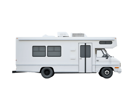 Side view of a clean, modern white camper van. png