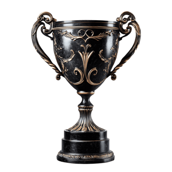 Elegant Black Trophy with Gold Accents, Perfect for Award Ceremonies png