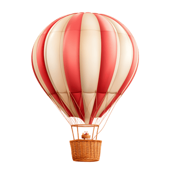 Vibrant Red and Cream Hot Air Balloon Ready for Adventure png