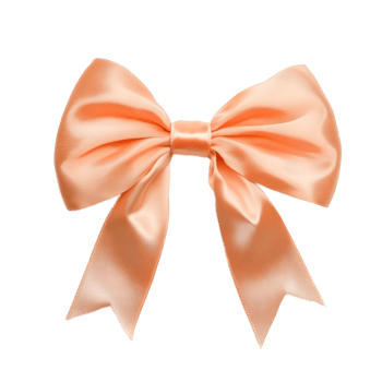 A beautiful peach-colored satin ribbon bow. png