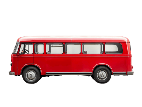 Classic Red Bus Side Profile, Ideal for Transportation Stock Photography png
