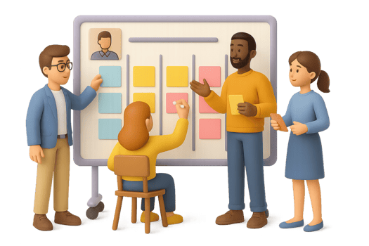 Team Collaboration Scrum Board for Project Planning and Strategy png