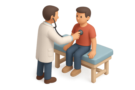 Isometric Medical Checkup Illustration with Doctor and Patient png
