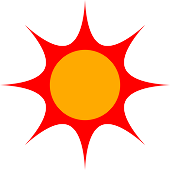 Yellow red sun light rays png