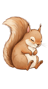 A cartoon squirrel sitting on its back png