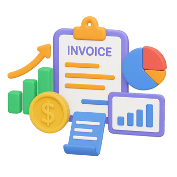 3D Invoice Visualization with Charts and Graphs for Simple Analysis png