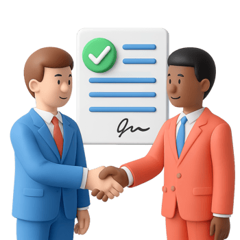 3D Business Partnership Concept with Agreement and Handshake png