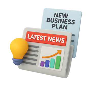 Creative 3D Illustration of Business News and Plan Concepts png