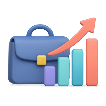 Simple 3D Business Bag with Growth Chart Icon Illustration png