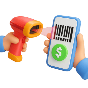 3D Scanner Scanning Barcode for Payment on Mobile Device png