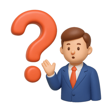 Simple 3D Character with Question Mark Expression in Business Attire png