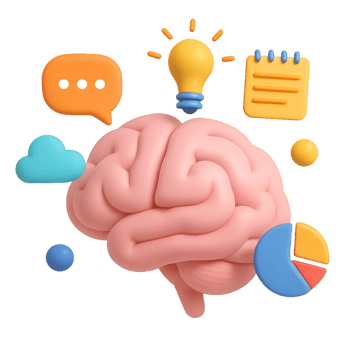 3D Brain Concept Representing Ideas and Creativity with Icons png