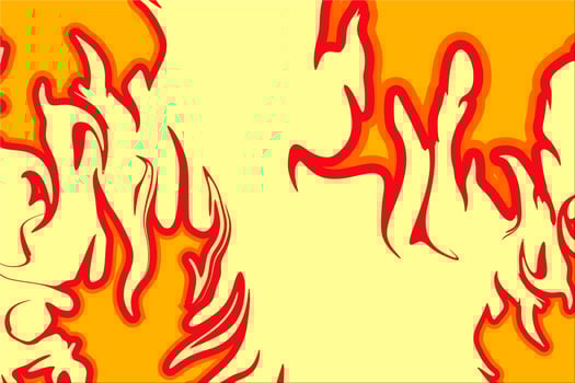 a red and yellow background with flames vector