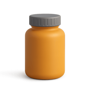 Simple 3D Style Presentation of Orange Supplement Bottle Design png