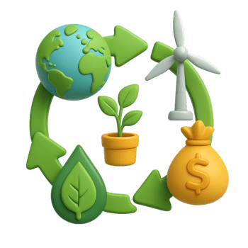 Simple Bio Circular Economy Concept with Green Elements png