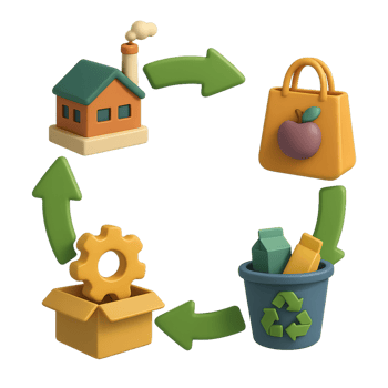 Circular Economy Concept Visualized in Simple 3D Illustration png