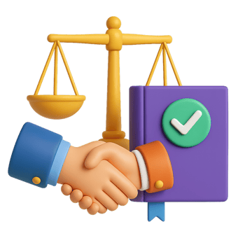 3D Business Ethics Representation with Handshake and Law Scales png