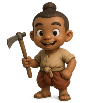Playful Cartoon Character Inspired by Ancient Thai Culture png