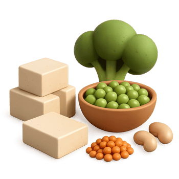 3D Render of Plant-Based Protein Ingredients on a White Background png