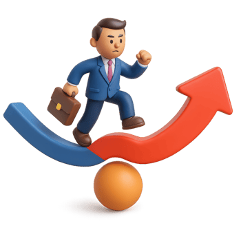 Business Model Shift Concept with Cartoon Character and Graph png