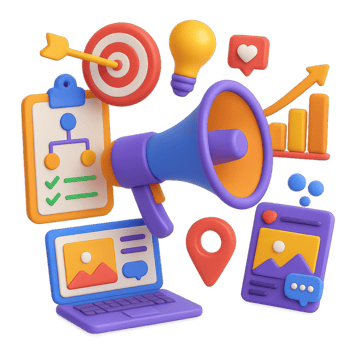 Engaging 3D Marketing Strategy Visualization for Digital Promotion png
